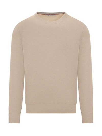 Shop Brunello Cucinelli Crew Neck Sweater In Beige