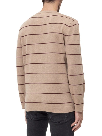 Shop Brunello Cucinelli Striped Crew Neck Sweater In Brown