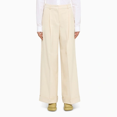 Shop Sportmax Ivory Palazzo Trousers In White