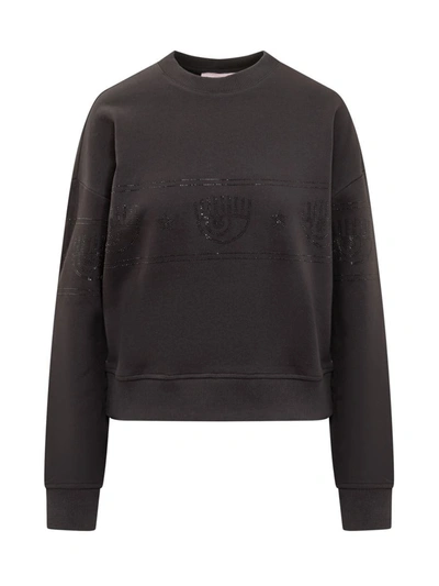 Shop Chiara Ferragni Logomania Sweatshirt In Black