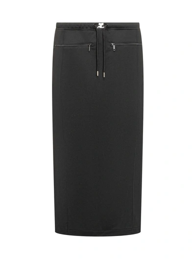 Shop Courrèges Courreges Long Skirt In Black