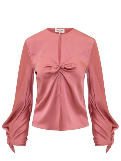 Shop Del Core Blouse With Bow In Pink