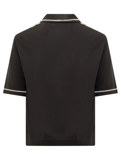 Shop Dolce & Gabbana Serafino Crêpe De Chine Polo Shirt In Black