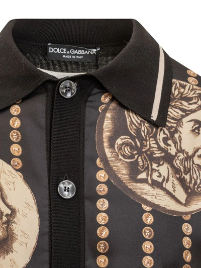Shop Dolce & Gabbana Serafino Crêpe De Chine Polo Shirt In Black