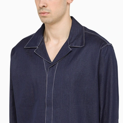 Shop Sunnei Blue Shirt With Stitching