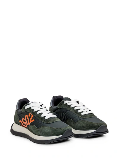 Dsquared2 Low-top Running Sneakers With Logo Print In Green