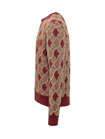 Etro Diamond-pattern Wool Jumper In Brown
