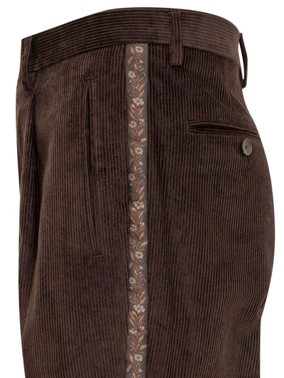 Shop Etro Pants 1 Pince In Brown