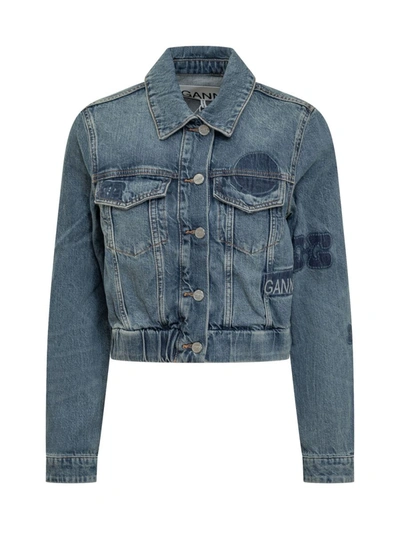 Shop Ganni Jeans Jacket In Blue