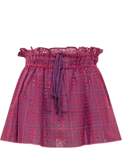 Shop Ganni Light Broderie Skirt In Purple