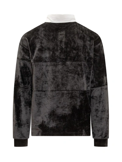 Shop Gcds Velvet Polo Shirt In Black