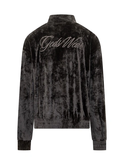 Shop Gcds Velvet Sweatshirt In Black