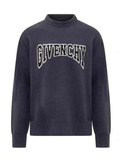Shop Givenchy Logo Sweater In Blue