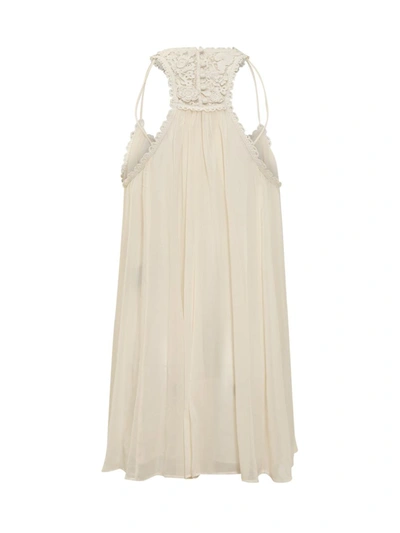 Shop Isabel Marant Crochet And Silk Mini Dress In White