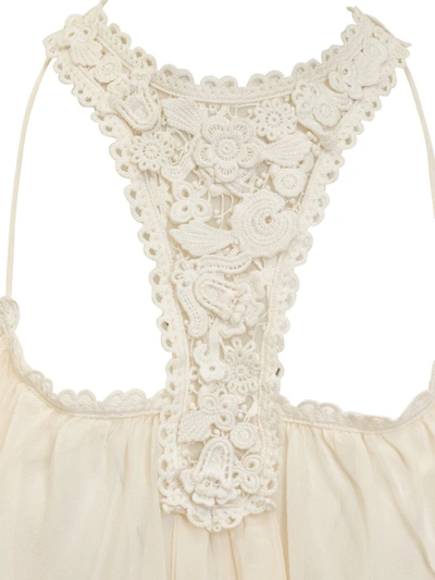 Shop Isabel Marant Crochet And Silk Mini Dress In White