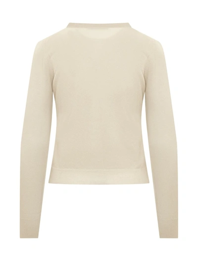 Shop Jucca Crew Neck Cardigan In Beige