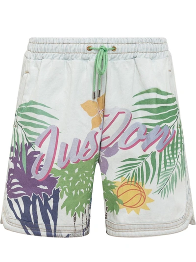 Shop Just Don Bermuda Shorts With Print In Blue