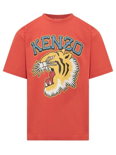 Shop Kenzo T-shirt Tiger Varsity Over In Red