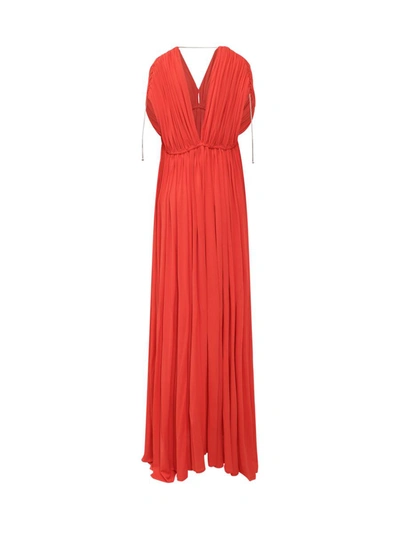 Shop Lanvin Draped Dress In Red
