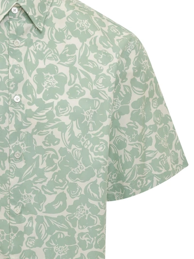 Shop Lanvin Flower Print Shirt In Green