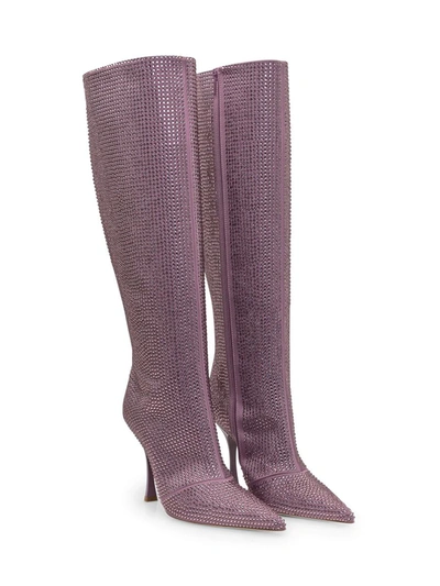 Leonie Hanne X Liu Jo High Boot With Rhinestones In Purple