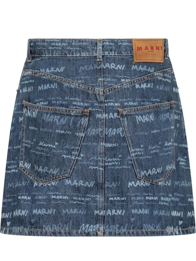 Shop Marni Monogram Mini Skirt In Blue