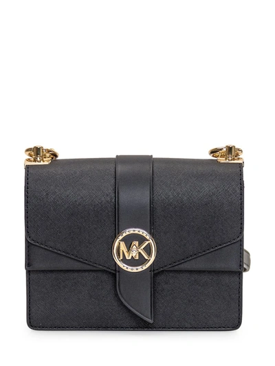 Shop Michael Michael Kors Greenwich Shoulder Bag In Black