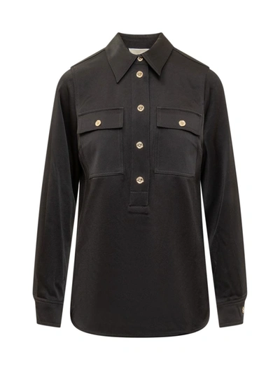 Shop Michael Michael Kors Satin Shirt In Black