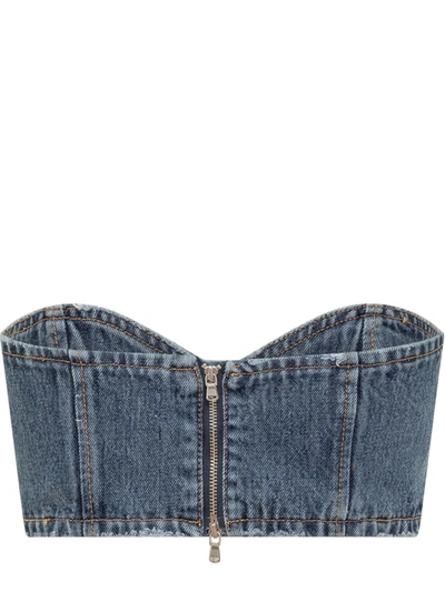Monot Blue Solid Strapless Top In Blue
