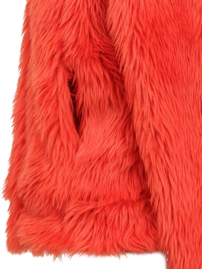 Shop Msgm Jacket With Fur In Orange