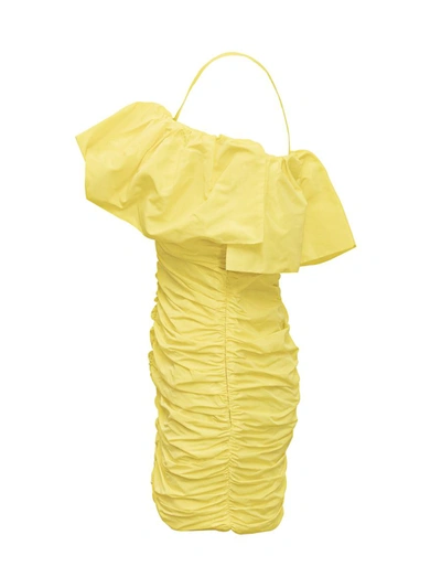 Shop Msgm Taffeta Mini Sheath Dress In Yellow