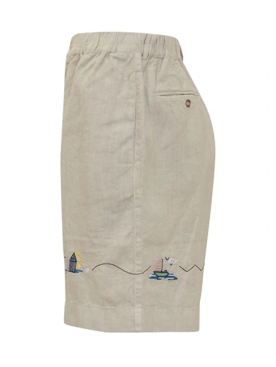 Shop Nick Fouquet Shorts With Embroidery In Beige