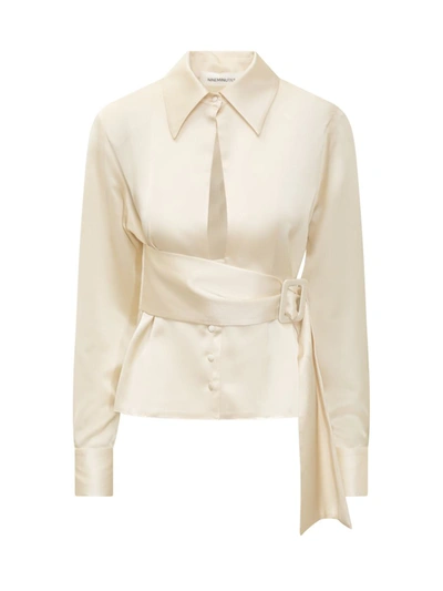 Shop Nineminutes Gia Double Shirt In White