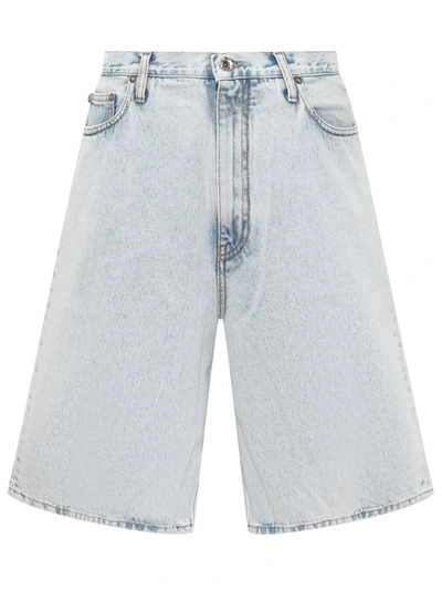 Shop Off-white Single Arrow Short Jeans In Blue