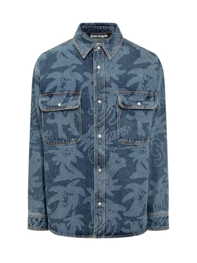 Shop Palm Angels Palmity Laser Shirt In Blue
