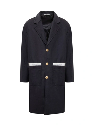 Shop Palm Angels Single-breasted Coat In Blue