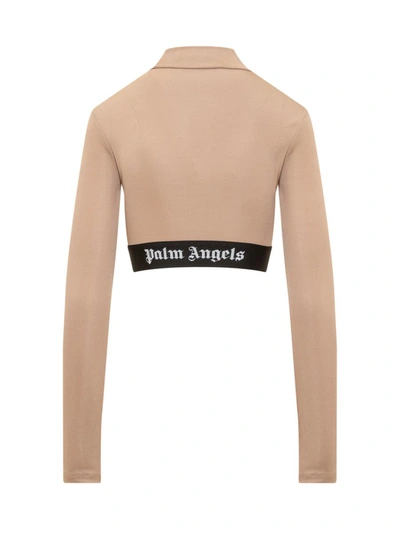Shop Palm Angels Top With Logo In Beige