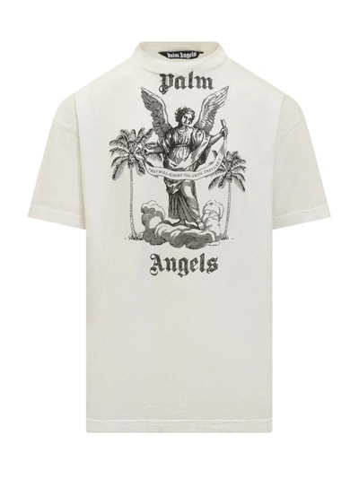 Shop Palm Angels University T-shirt In White