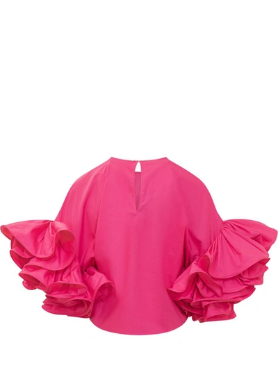 Shop Rochas Top With Curled Sleeves In Purple