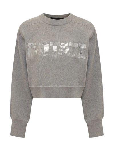 Shop Rotate Birger Christensen Rotate Sweatshirt With Rhinestones In Grey