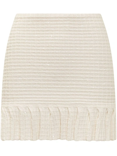 Shop Self-portrait Sequin Texture Skirt In White
