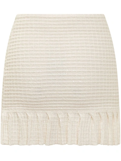 Shop Self-portrait Sequin Texture Skirt In White