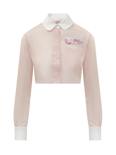 Shop Thom Browne Shirt With Patch In Pink