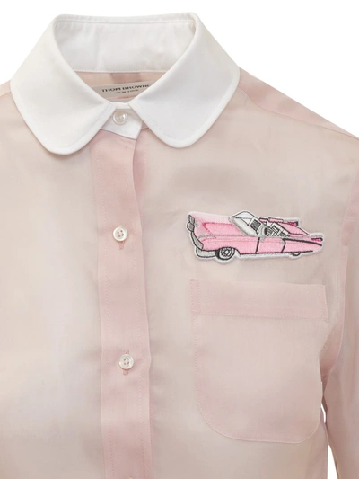 Shop Thom Browne Shirt With Patch In Pink