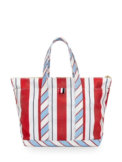 Shop Thom Browne Small Tote Tool Bag In White