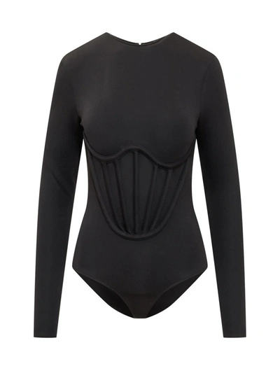 Shop Versace Bodysuit With Zip In Black