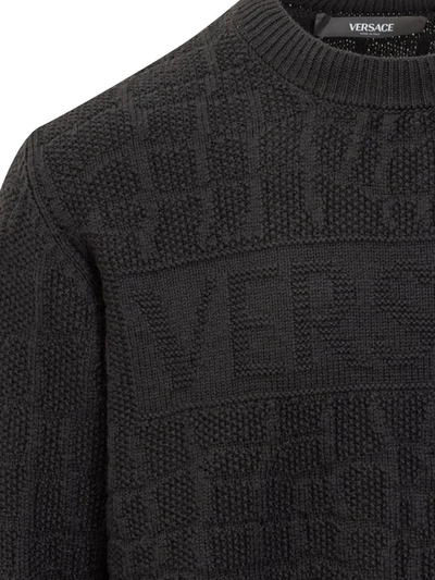 Shop Versace Crocodile Sweater In Black