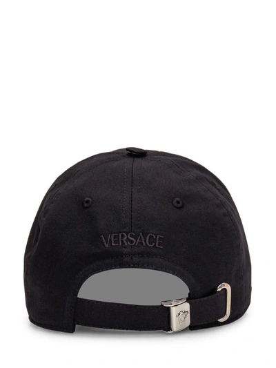 Shop Versace Hat With Logo In Black