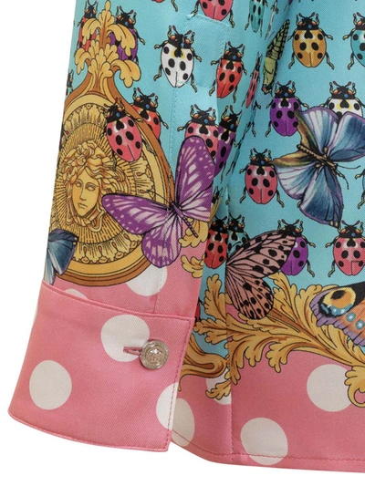 Shop Versace Silk Shirt With Butterflies In Multicolor