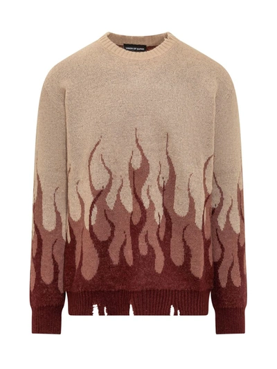Shop Vision Of Super Sweater Flames In Brown